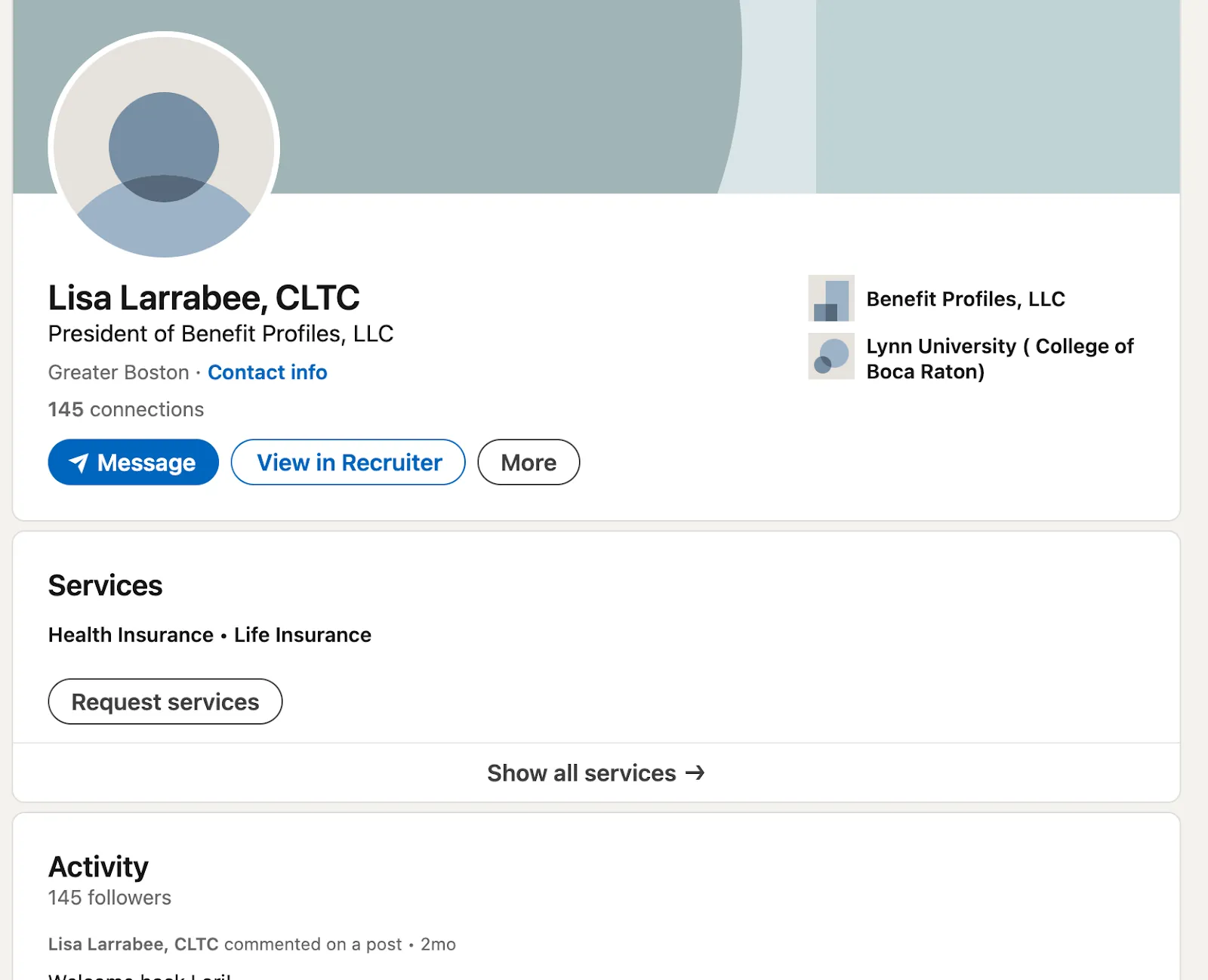 Exemplo de um perfil inadequado sobre como utilizar o LinkedIn para encontrar clientes