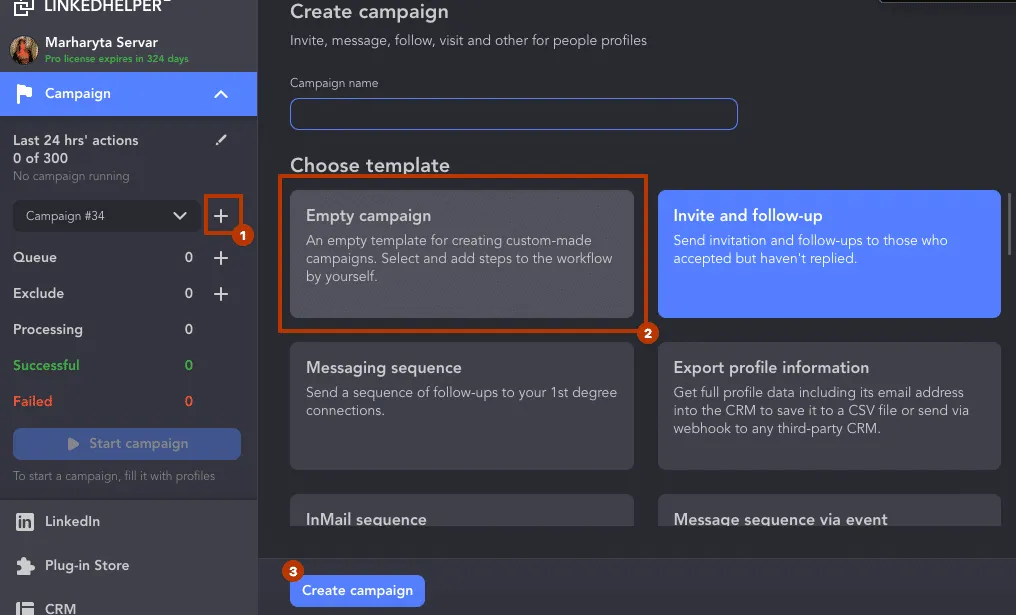 creación de una campaña de LinkedIn Events en Linked Helper