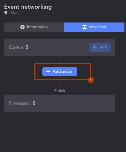 botón Add Action para eventos de LinkedIn en Linked Helper