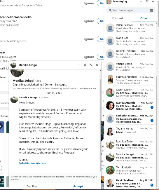 ejemplo de personalización en la bandeja de entrada de Linked Helper para eventos de LinkedIn