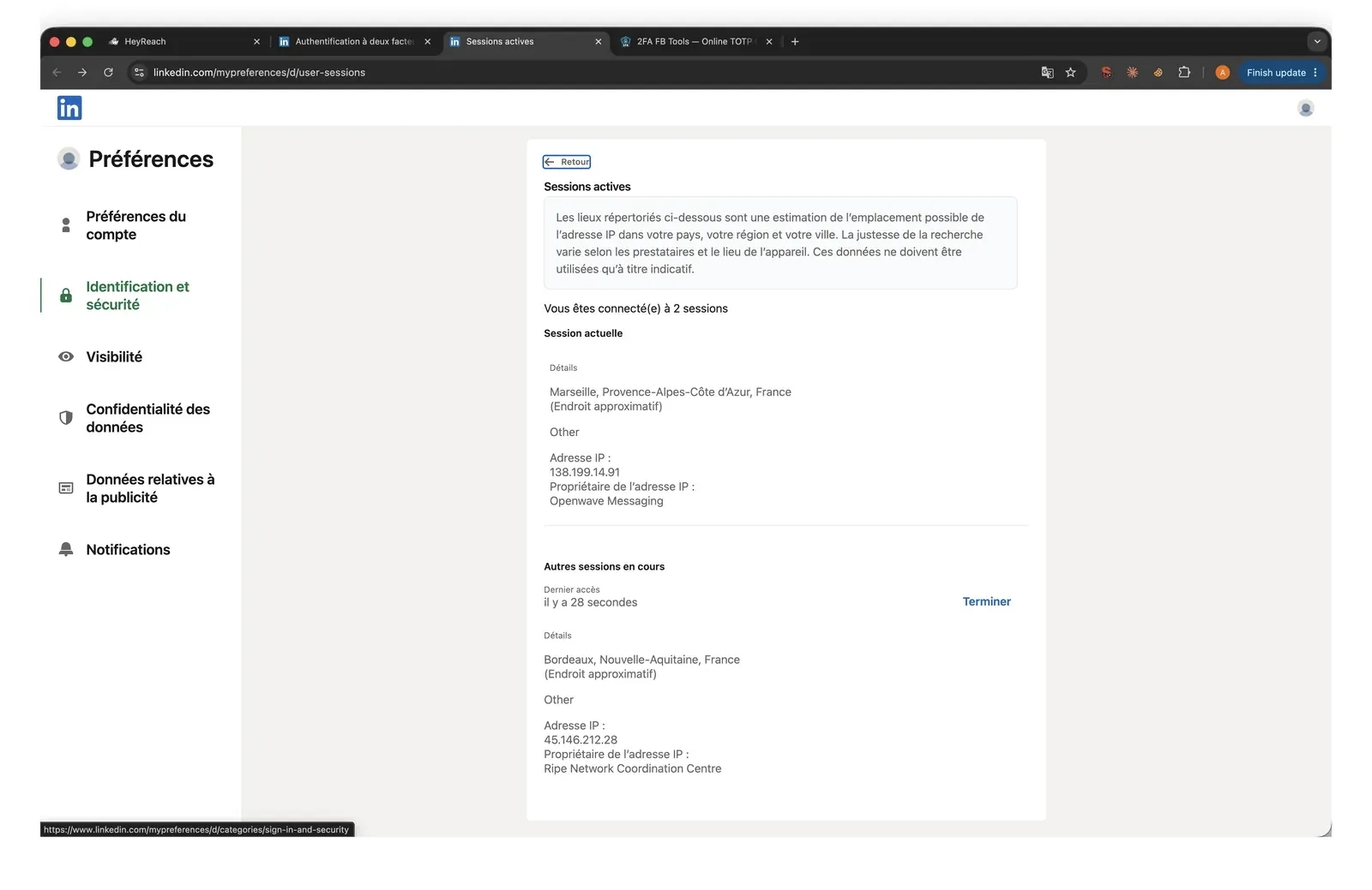 HeyReach active sessions datacenter IP - July 2026