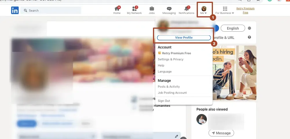 Cómo añadir un ascenso en LinkedIn desde la sección «Me» del menú