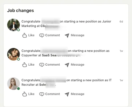 Ejemplo de comentarios en una publicación sobre un ascenso en LinkedIn