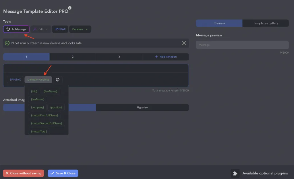 Generador de mensajes con AI de Linked Helper