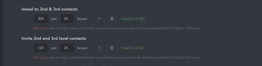 Linked Helper warnt Sie, wenn Sie versuchen, zu viele tägliche Aktionen festzulegen