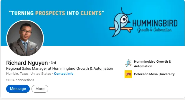 Perfil de vendas no LinkedIn
