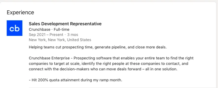 Gestor de vendas a descrever a experiência no LinkedIn para promover vendas