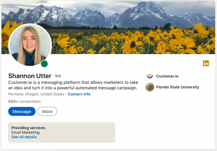 Perfil de um gestor de vendas no LinkedIn para uma empresa de TI