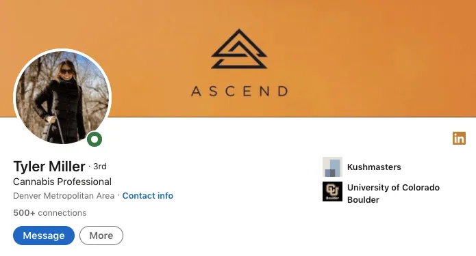 Perfil de um gestor de vendas no LinkedIn com imagem de capa da marca