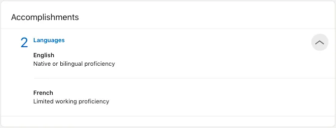 Conquistas num perfil de vendas no LinkedIn