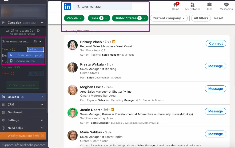 Definir critérios de pesquisa para perfis de vendas no LinkedIn
