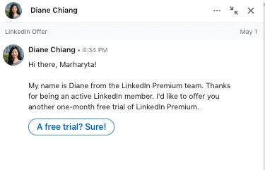 Beispiel einer Conversation Ad des LinkedIn-Vertriebsteams
