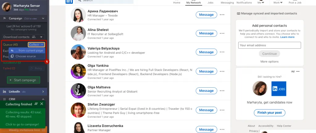 So beginnen Sie über Linked Helper ein Gespräch mit einem LinkedIn-Kontakt