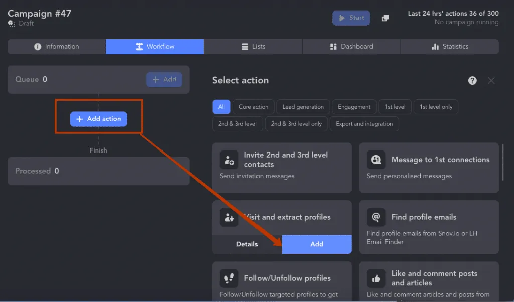 Aktion „Visit and Extract Profiles“ zur ChatGPT-Automatisierung hinzufügen