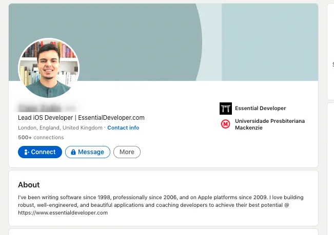 Beispiel eines LinkedIn-Profils für ChatGPT