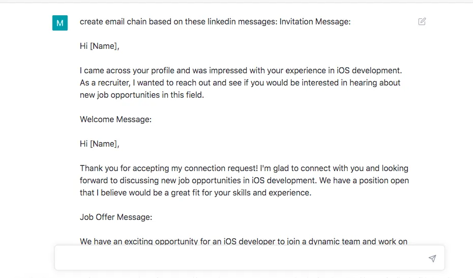 E-Mail-Folge mit ChatGPT anhand von LinkedIn-Nachrichten erstellen