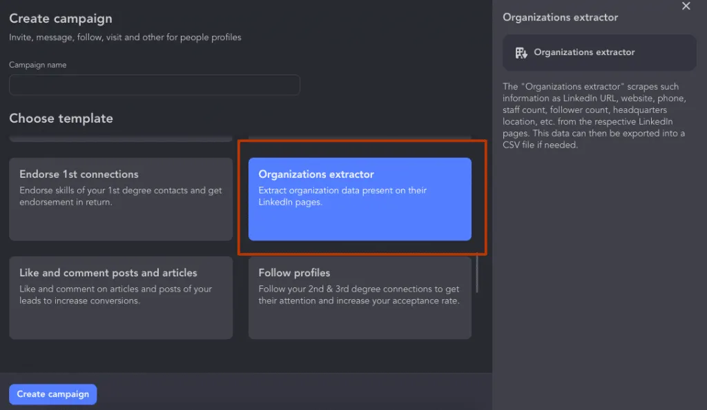 Aktion „Organizations Extractor“ zur Übergabe von Daten an ChatGPT verwenden