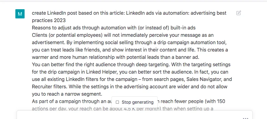 LinkedIn-Beitrag mit ChatGPT anhand eines Artikels erstellen