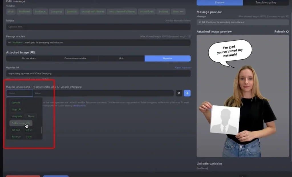 Screenshot eines Bildes in Linked Helper.