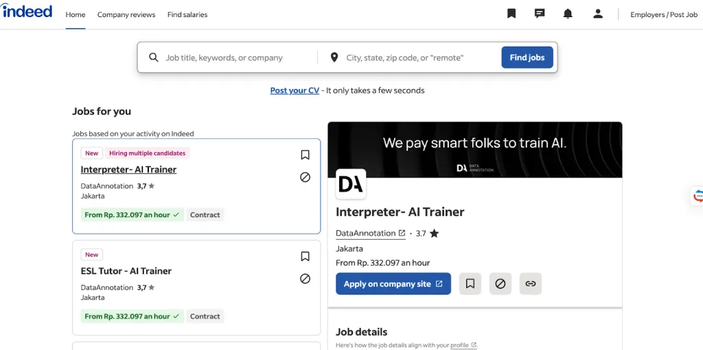 Für die Registrierung bei Indeed und LinkedIn ist eine Telefonnummer erforderlich