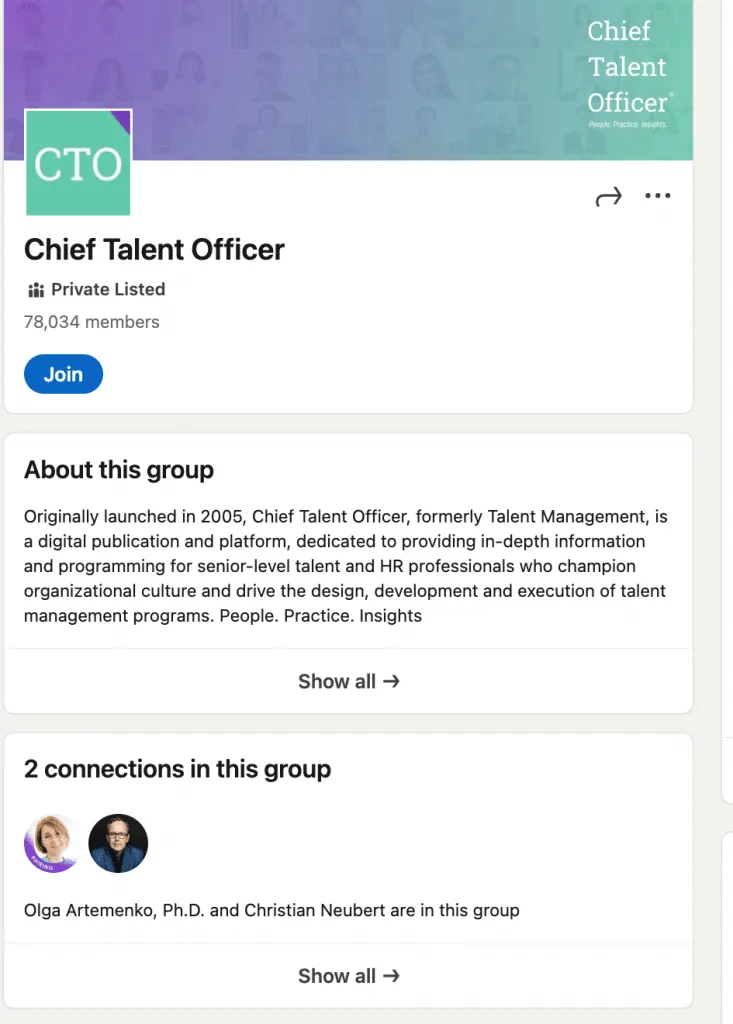 Beispiel für eine LinkedIn-Gruppe