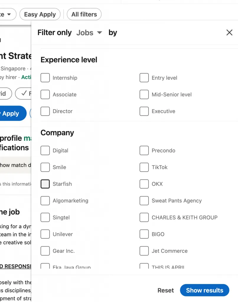 Zusätzliche Filter zum Hinzufügen von Jobbenachrichtigungen auf LinkedIn