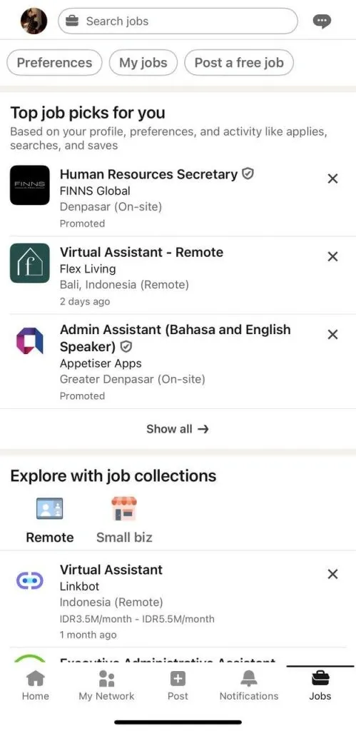 iOS-App zum Einrichten von Jobbenachrichtigungen auf LinkedIn