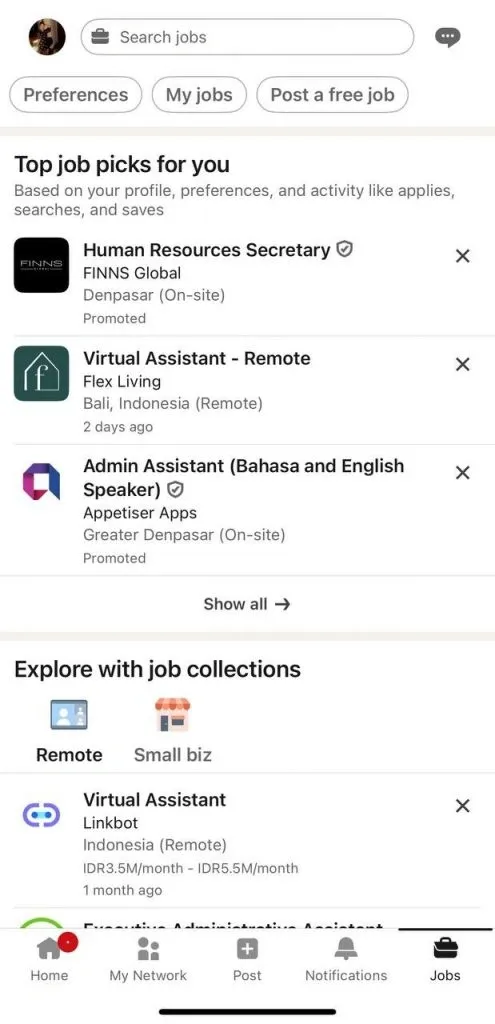 Ändern von LinkedIn-Jobbenachrichtigungen in der iOS-App