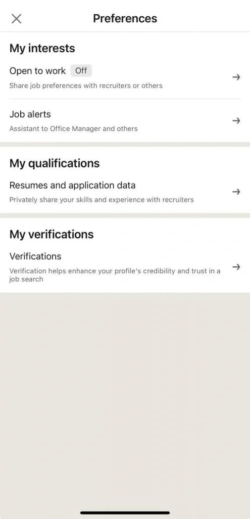Bearbeiten von LinkedIn-Jobbenachrichtigungen in der iOS-App
