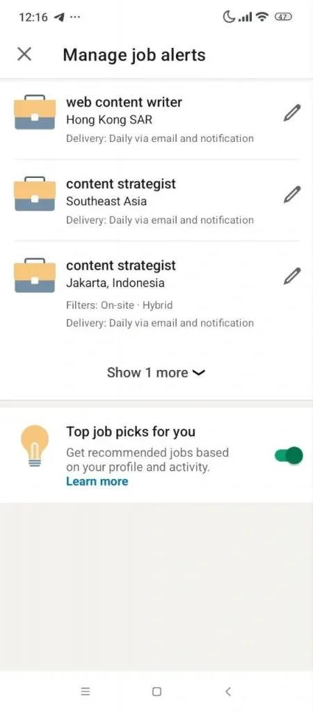 Verwalten von Jobbenachrichtigungen auf LinkedIn