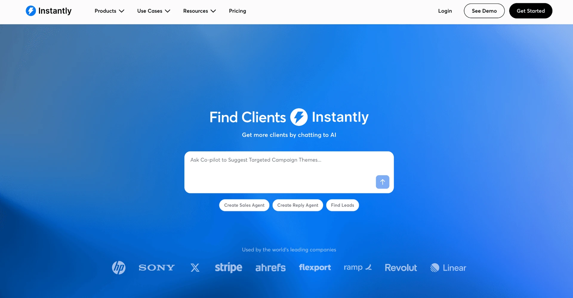 Instantly homepage
