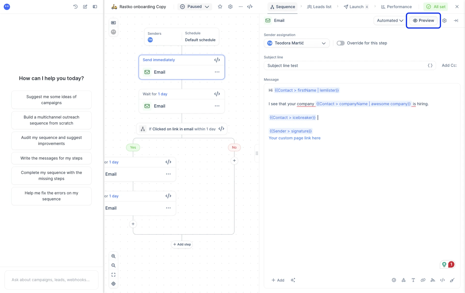 Automatisation et gestion des campagnes dans Lemlist