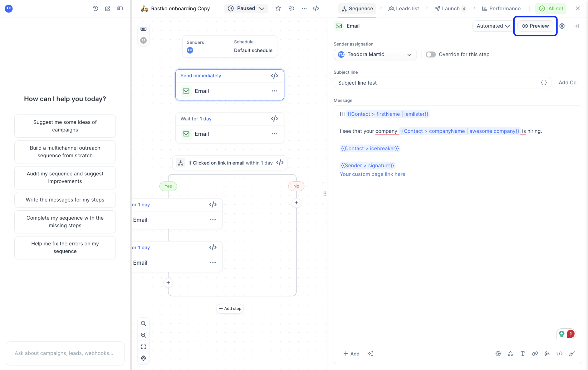 Lemlist's Automation & Campaign Engine