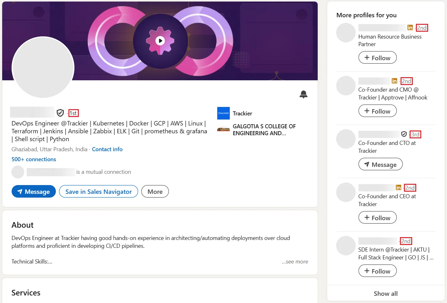 LinkedIn Connection Degrees Badges