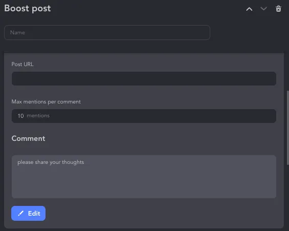 Funktion „Boost Post“ von Linked Helper.