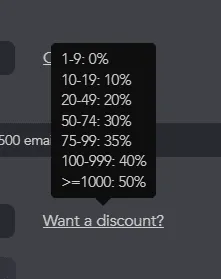 A Linked Helper disponibiliza um sistema de descontos para a compra de licenças por volume.