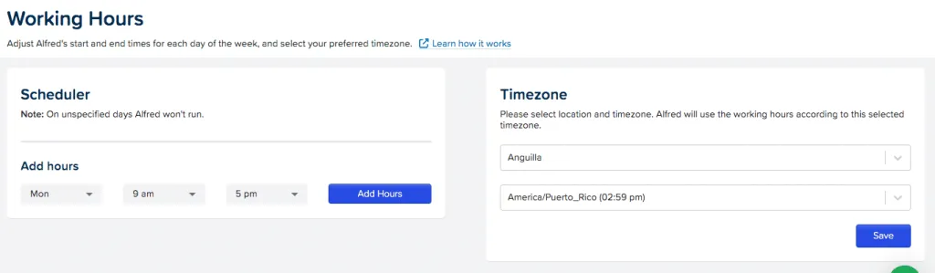 Linked Helper permet de créer un calendrier pour le fonctionnement général de l’outil et chaque action, contrairement à Meet Alfred