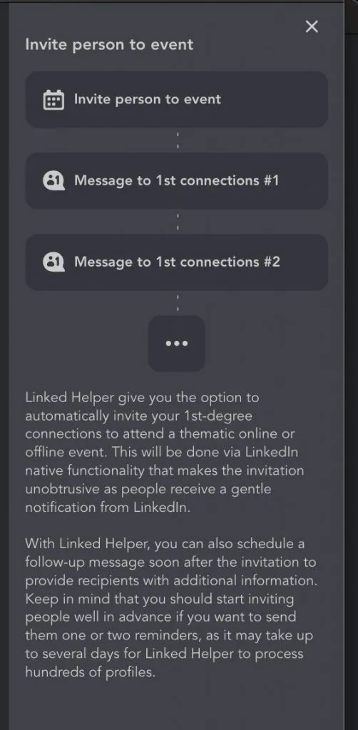 Action Linked Helper permettant de réunir un public pour un événement
