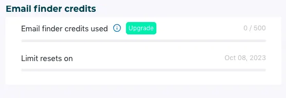 Capture d’écran des crédits de recherche d’e-mails dans Octopus.
