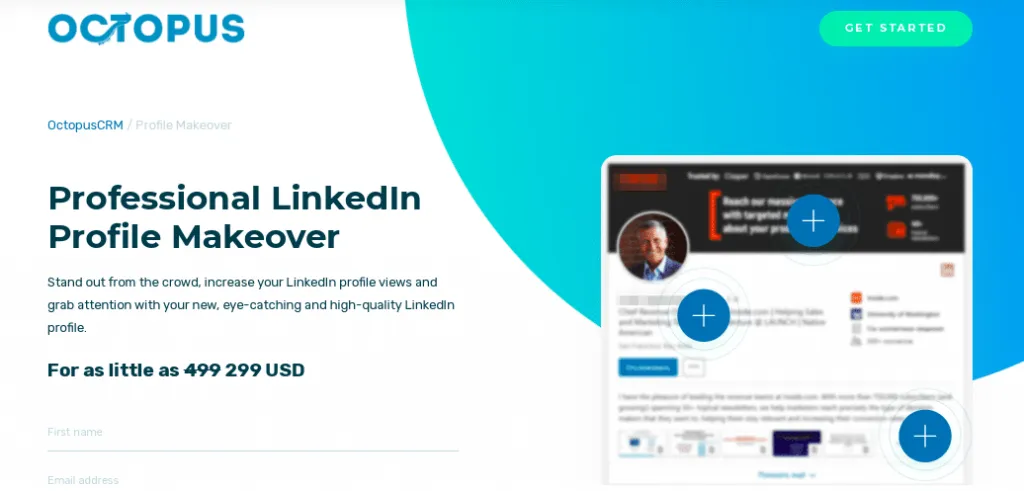Capture d’écran du service « Professional Profile Makeover » d’Octopus.