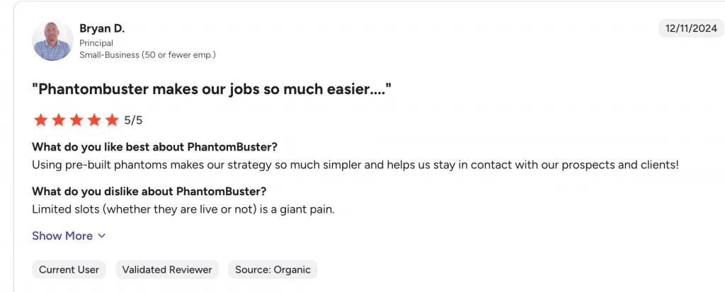 Reseña de PhantomBuster que indica que facilita el trabajo