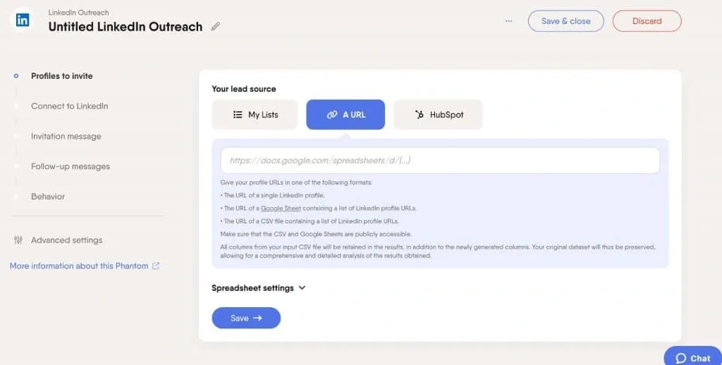 Fuentes de recopilación de leads en PhantomBuster