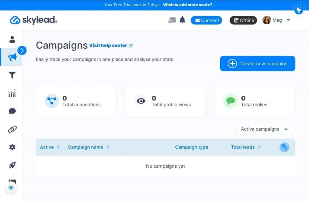 Comparación de las interfaces de Linked Helper y Skylead