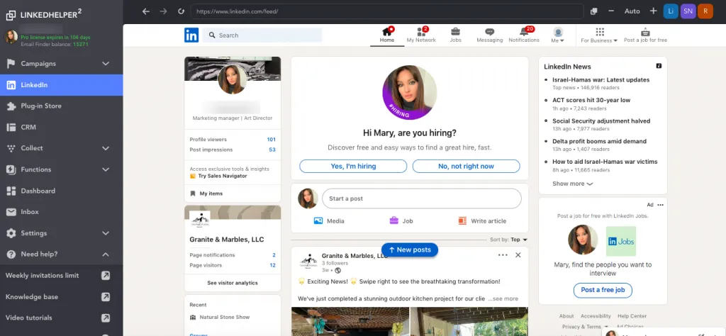 Comparación de las interfaces de Linked Helper y Skylead