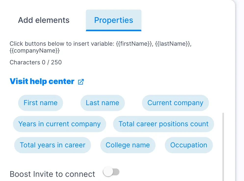 Interfaz de Linked Helper frente a Skylead: creación de mensajes en Skylead