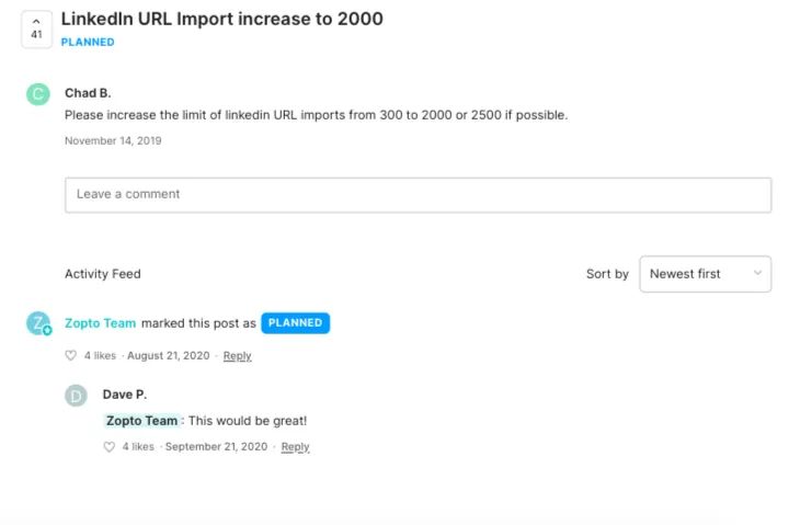 Geplante Funktion zur Erhöhung des Limits bei Zopto im Vergleich zu Linked Helper