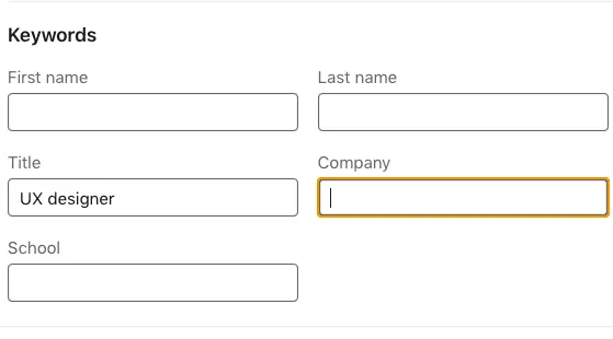 opciones de filtrado de la búsqueda de personas de LinkedIn