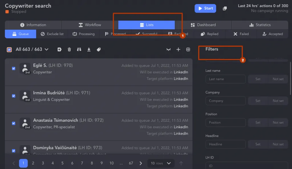 filtros del CRM en la búsqueda avanzada de personas de LinkedIn