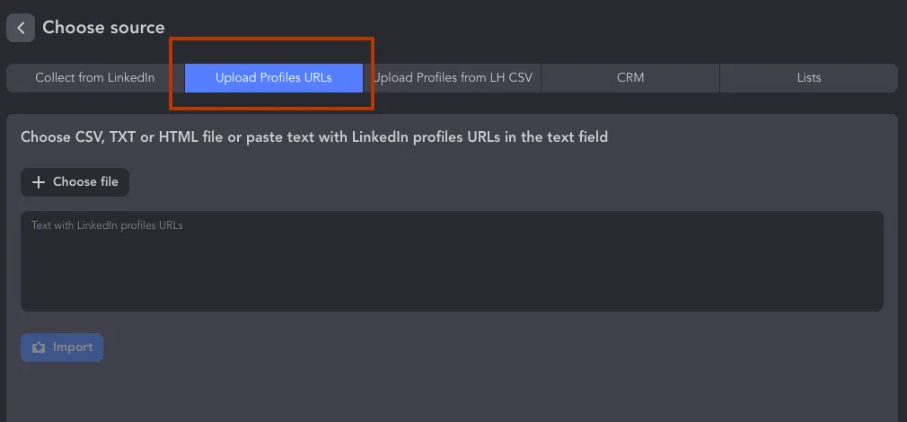 carga de URL de perfiles en la búsqueda avanzada de personas de LinkedIn