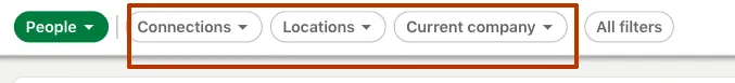 filtros por contactos y ubicaciones en la búsqueda avanzada de personas de LinkedIn